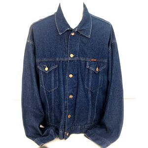 Long Haul Trucker Mens Denim Jacket‎ Size 4XL Cotton Blend Dark Blue USA-Made